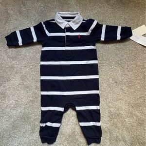 Ralph Lauren Navy and White Baby Onesie